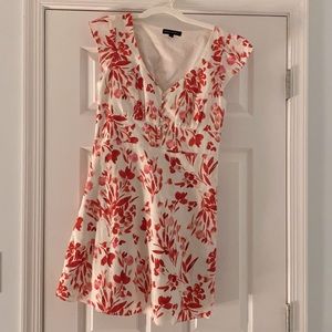 White and Raspberry Linen Cap Sleeve Dress